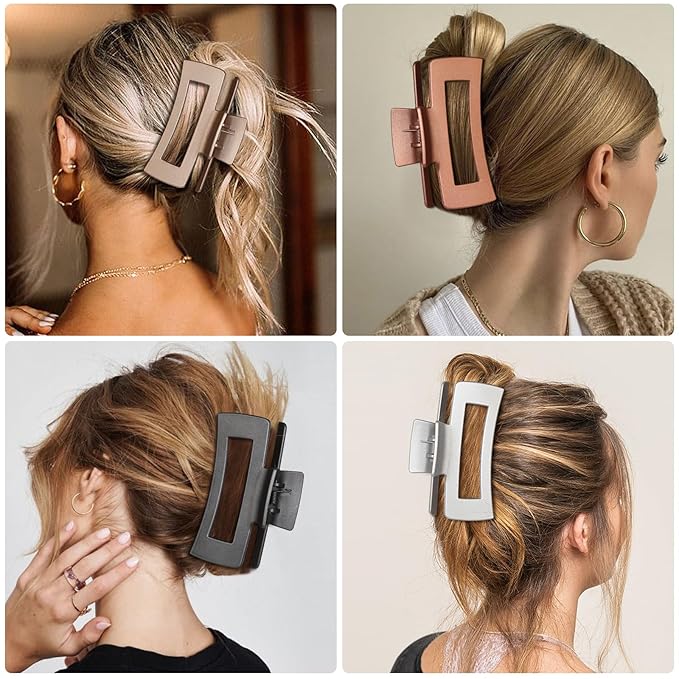 4.1 Inch Hair Clips - 8 Pcs Square Jaw Clips for Thick and Thin Hair, Rectangular Hair Accessories for Women and Girls(Metallic Color)