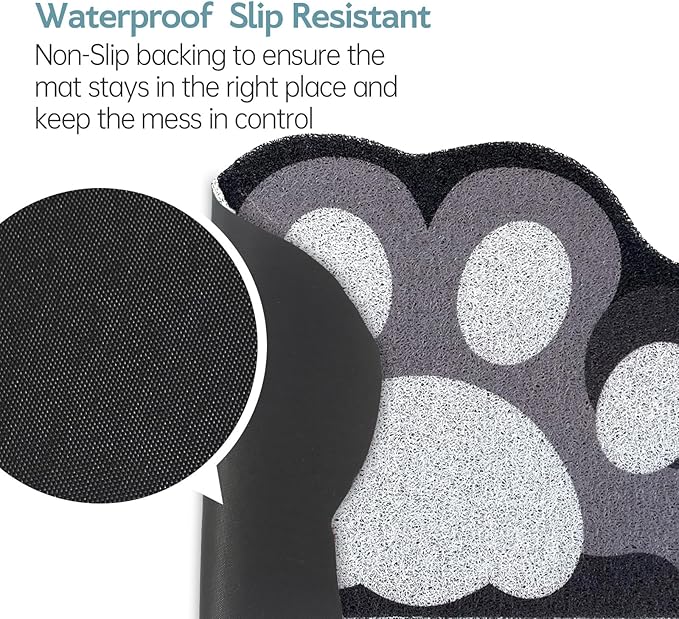 Cute Cat Litter Mat 24”x16”, Litter Box Mat, Litter Trapping Mat, Soft on Kitty Paws, Easy Clean, Anti Slip, Pet Accessories, Door Floor mats - Grey White60*40