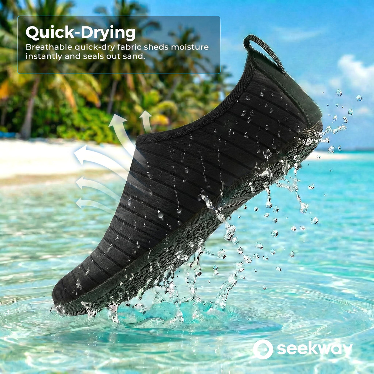 SEEKWAY Water Shoes Women Men Adult Quick-Dry Aqua Socks Barefoot Non Slip for Beach Swim River Pool Lake surf Black SK002(U)