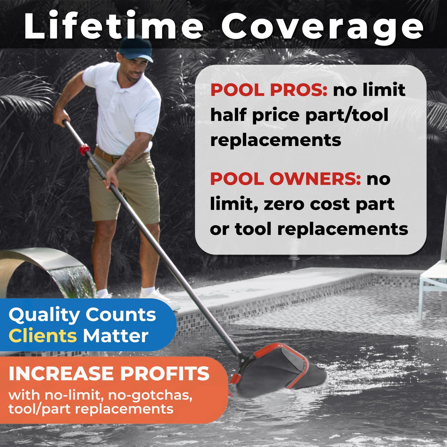 ProTuff PRO Ultimate Silt & Leaf Rake Bundle - 490 Promise Unlimited & Unconditional Replacements - 2-Items: 23" Medium & 17" Fine Mesh Pool Cleaner for Sand, Silt, Pollen, Leaves & Twigs