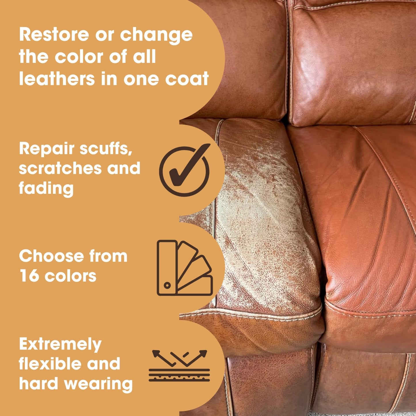 Furniture Clinic Leather Repair Paint | 2-in-1 Seal and Color | Use on Scratches, Tears, and Holes in Car Seats, Furniture | Quick and Easy Leather Repair Kit for Furniture (Light Grey, 500ml / 17oz)