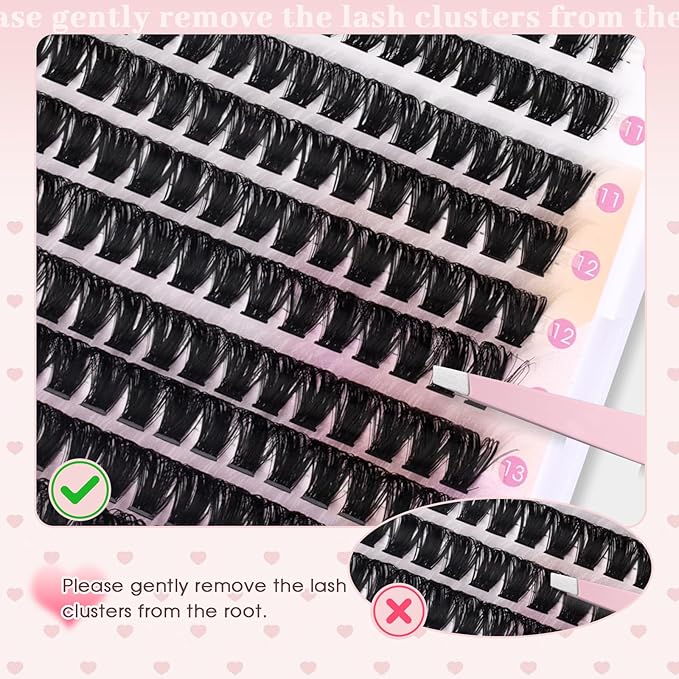 FADLASH Lash Clusters Fluffy 80D Eyelash Clusters 8-16mm Volume Lashes Cluster D Curly Cluster Eyelash Extensions (80D, 8-16mm)