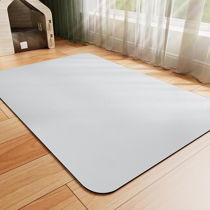 Dog Food Mat - Absorbent Cat Mat for Food and Water, No Stains Pet Feeding Bowl Mat, Easy to Clean Pet Placemats, Quick Dry Dog Water Dispenser Mat for Messy Drinkers | Light Grey 12"x 19"