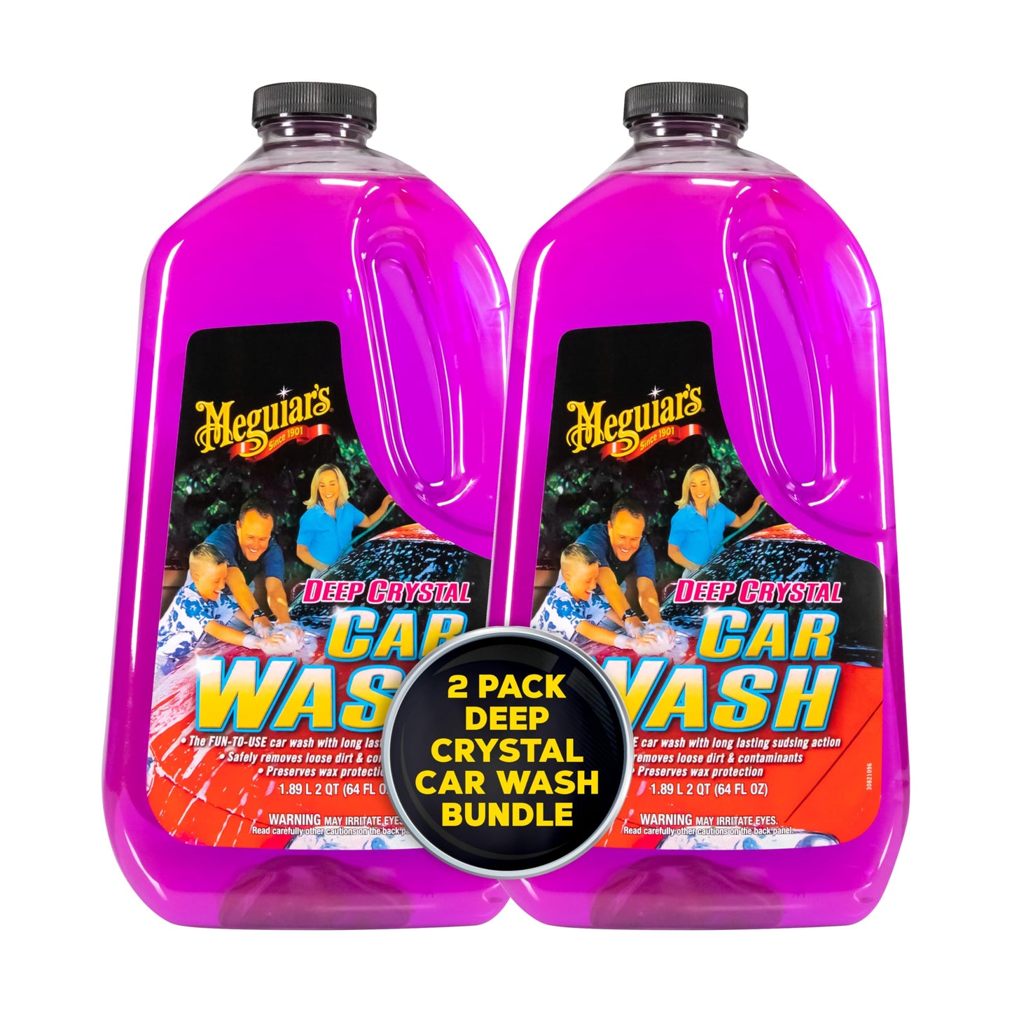 Meguiar's Deep Crystal Car Wash - Car-Wash Shampoo that Cleans Paint, Enhances Gloss, and Preserves Wax Protection, pH Balanced Car-Wash Soap with Excellent Foaming Action, 64 Oz (Pack of 2)