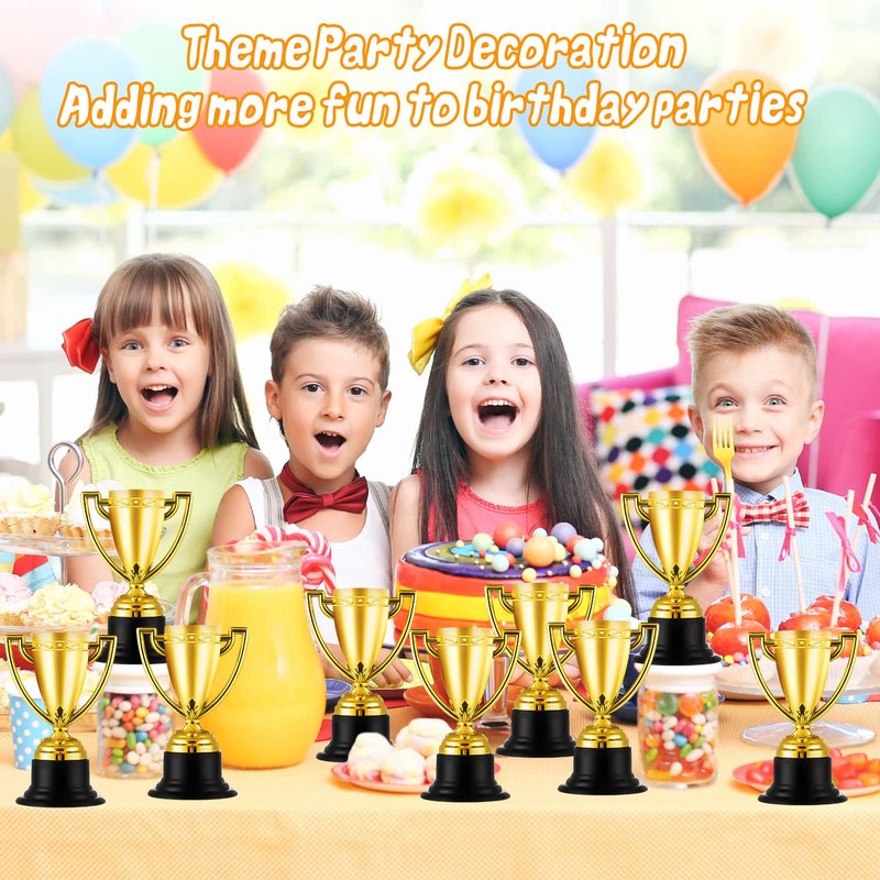 HFAYDZSW 48Pcs Mini Trophies, Plastic Trophies for Kids, Golden Award Trophy Cups for Classroom School Rewards, Sports Tournament Winning Prizes Party Favor