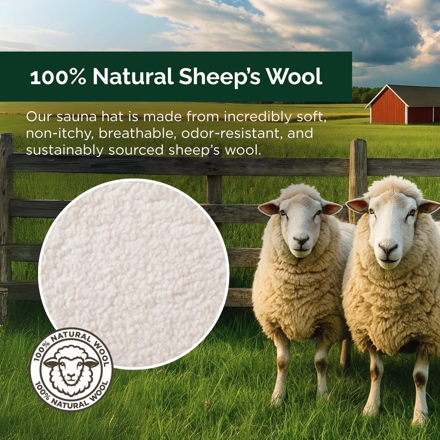 Northwood Sauna - Sauna Hat - 100% Wool Felt - Banya Hair Cap for Men & Women - One-Size-Fits-All - Spruce Green & Soft Beige (2 Pack)