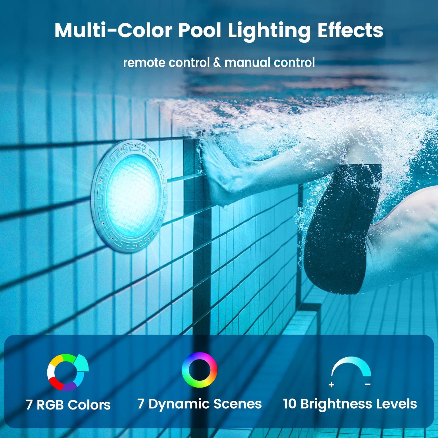 SURAIELEC 12V AC Pool Lights for Inground Pool, 10 inch Color Changing LED Pool Light with Remote Control, 300W Equivalent, Underwater Swimming Pool Light Fixture for Large Wet Niches, 50FT