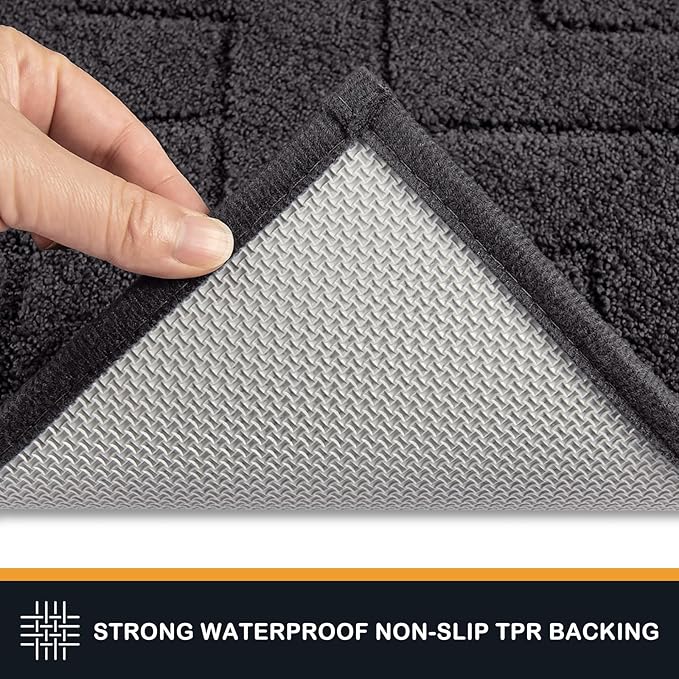 PURRUGS Dirt Trapping Door Mat 32" x 70", Non-Slip Machine Washable Entry Rug, Dog Doormat, Indoor Front Door Mat, Super Absorbent Entryway Rug for Muddy Shoes & Paws, Charcoal