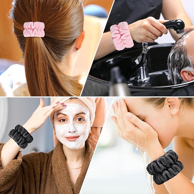 4 Pcs Wrist Bands for Washing Face, Microfiber Wrist Towels for Washing Face, Spa Wristbands for Washing Face, Face Wash Wristbands, Arm Bands for Washing Face for Woman and Children