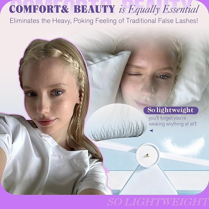 Natural Lash Clusters 10-14MM Thin Lash Band Short Eyelash Clusters Eyelash Extension Soft Cluster Lashes C-curly Individual Lashes DIY Lash Extension Beginner-friendly by Newcally