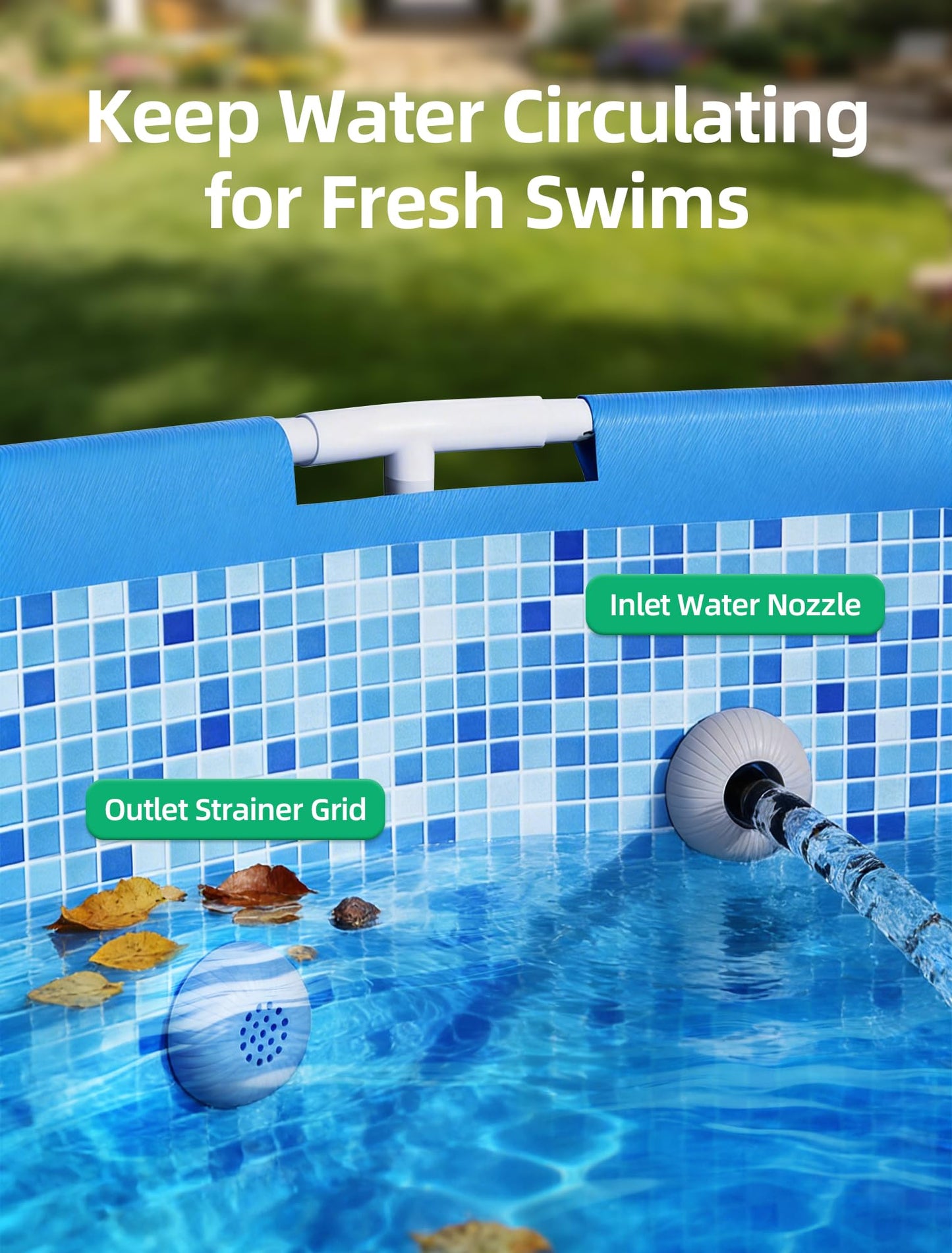 POOLHOUR Above Ground Pool Inlet & Return Replacement Kit with Plunger Valve, 1.5" Outlet Strainer Connector & Jet Nozzle & Strainer Grid, Compatible with I*tex/Col*m*n Pool Parts & Sand Pumps