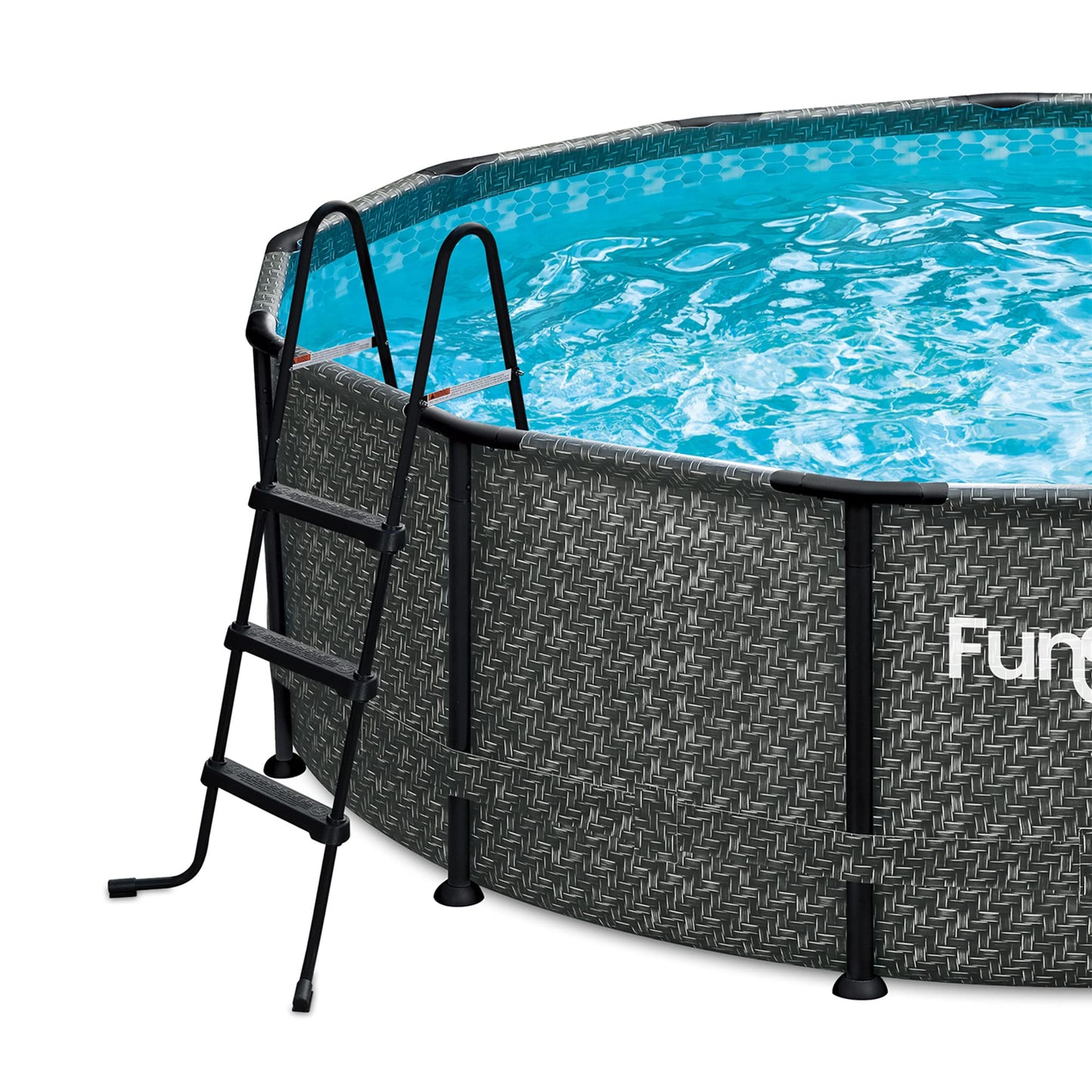 Funsicle SureStep 3 Step Lightweight Steel Outdoor Above Ground Swimming Pool Ladder with Non Slip Feet for Outdoor Use, Black