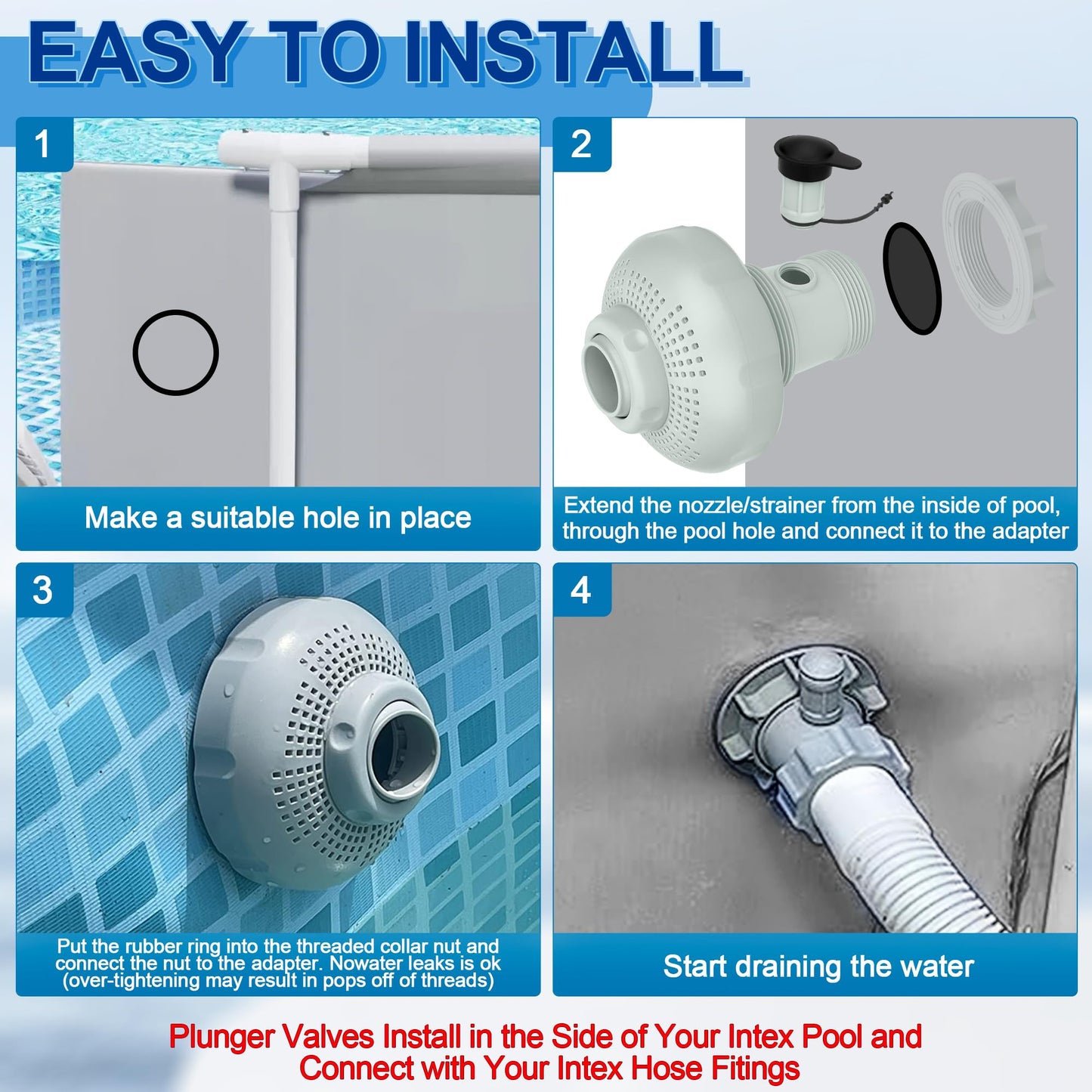 12355 Large Inlet Air Nozzle Compatible with Intex 1900-2450gph Pumps, Pool Inlet Air Nozzle for Intex 18' and Larger Pools, Strainer Grid Nozzle Kit Replacement Parts - 1 Pack