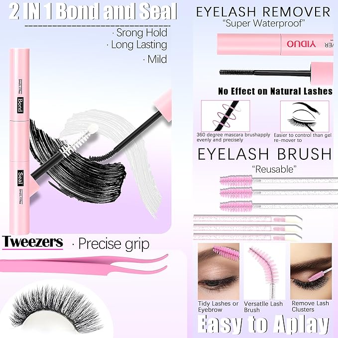 YIDUO 1916Pcs Lashes Clusters Kit 4 Box Cluster Lash Book Kit Gift Packs with Bond&Seal Tool Kit 30D-100D Volume Manga Cluster Eyelash Extension with Bottom Individual False Eyelashe Kit, De Pestañas