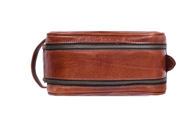 Leather Toiletry Bag for Men | Grooming Travel Kit | With Waterproof Lining | By Aaron Leather Goods