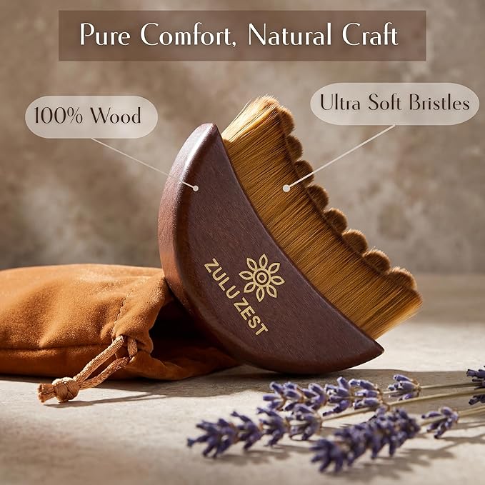 Lymphatic Contour Face Brush | 100% Wood Handle | Manual Lymphatic Drainage Massager | Facial Brush for Lymphatic Drainage | Ergonomic Brush for Face Sculpting