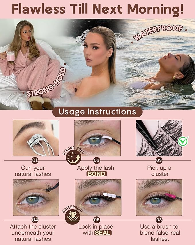 Goddvenus Wispy Lash Clusters Kit Mascara-like Natural Eyelash Clusters Lashes Cluster Eyelash Extensions Kit 10-16mm False Eyelashes Individual Lashes C Curl Lash Extension Kit For DIY