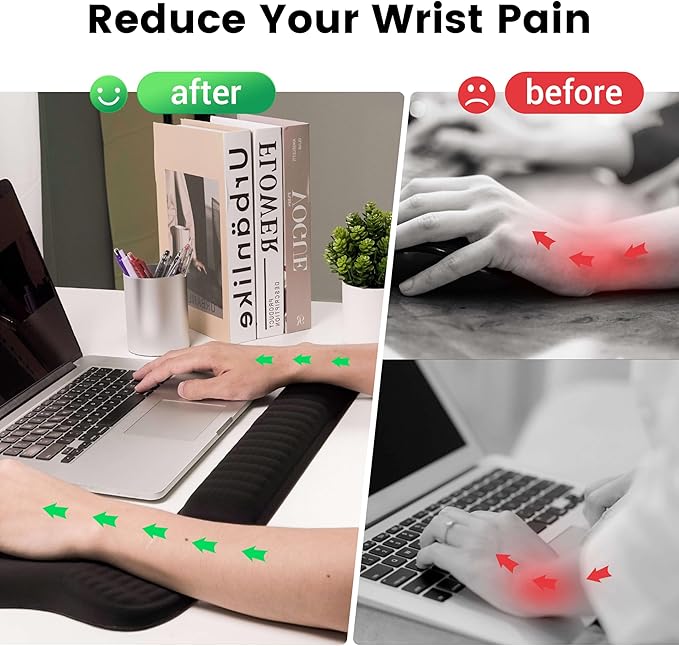 MEKASS Ergonomic Mouse Pad and Keyboard Wrist Rest Set, Super Soft Memory Foam Desk Wrist Support for Computer Keyboard, Non-Slip Arm Palm Rests Cushion for Typing Gaming Office (Light Pink Marble)