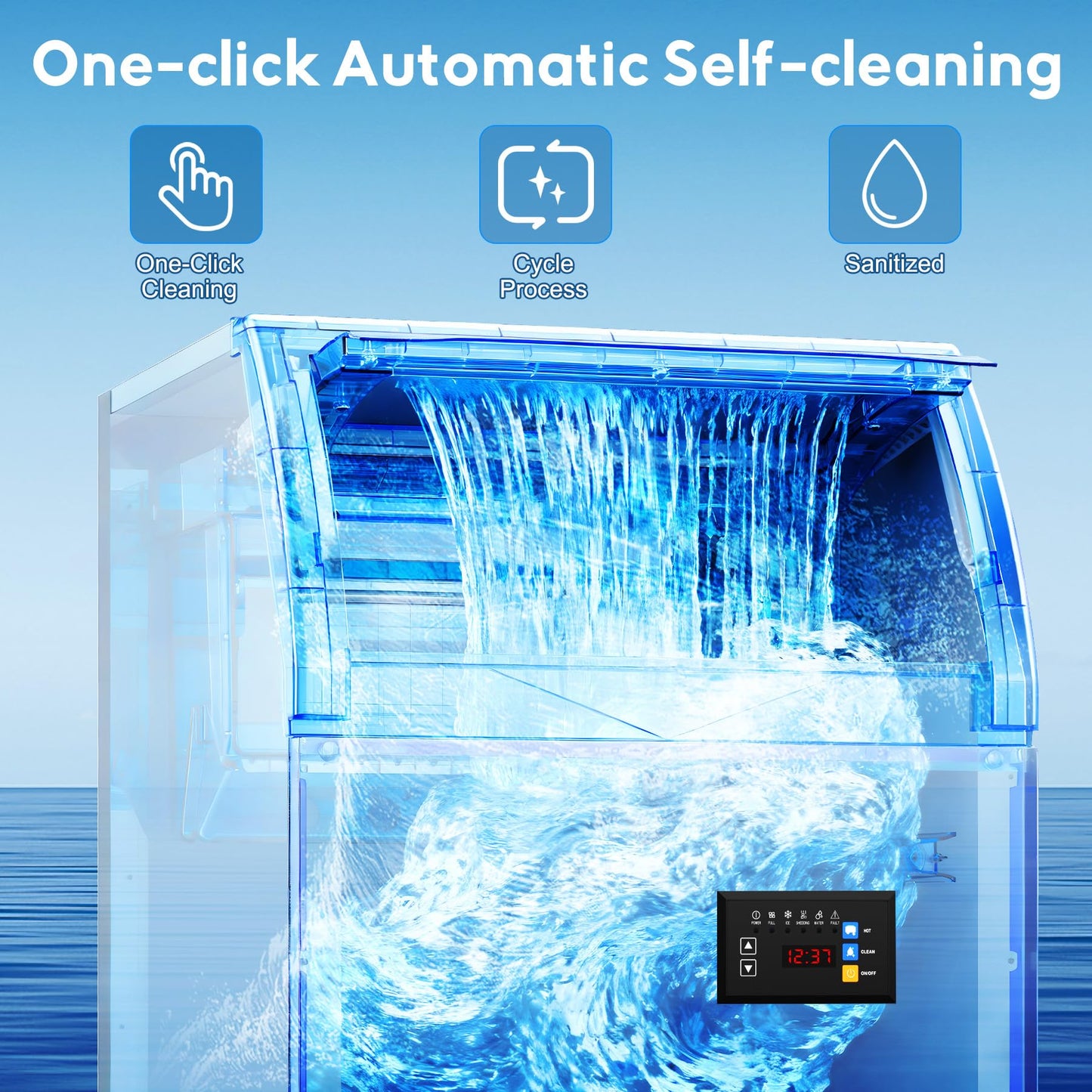 Commercial Gourmet Ice Maker Machine, 115 Lbs/24H, 55 Lbs Storage, Stainless Steel Freestanding/Under Counter Ice Machine with Water Filter & Scoop for Office, Bar, and Restaurant