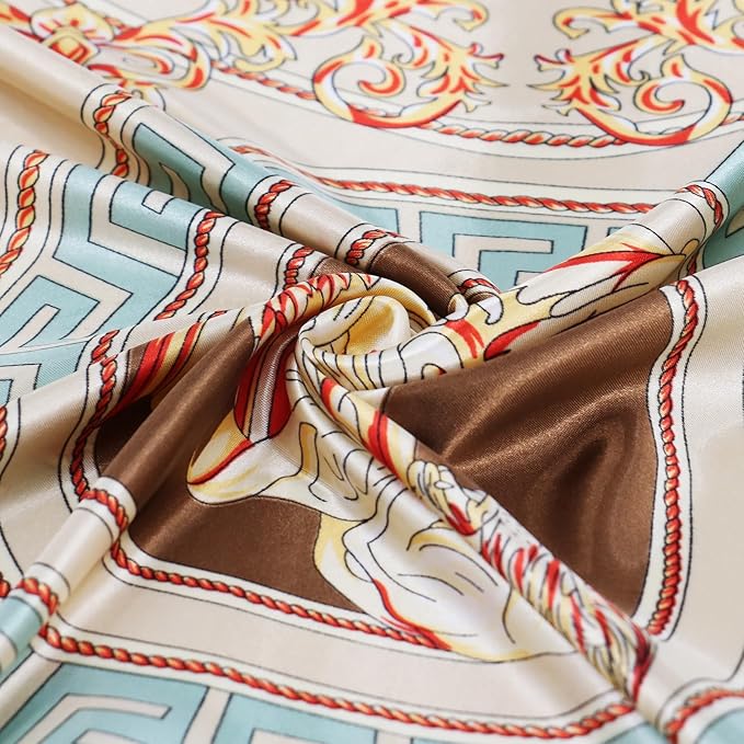 vimate 35" Square Silk Like Head Scarf - Women's Fashion Satin Scarf Bandana for Hair Wrapping at Night.