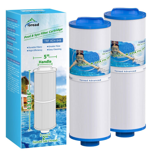 TOREAD 4CH-949 Spa Filter Replaces PWW50L, FIL50-5D13H15FCT-3, Filbur FC-0172, SD-01143, 817-4050, Rising Dragon 50, Waterway Teleweir 50 sqft Filter Cartridge 2PACK