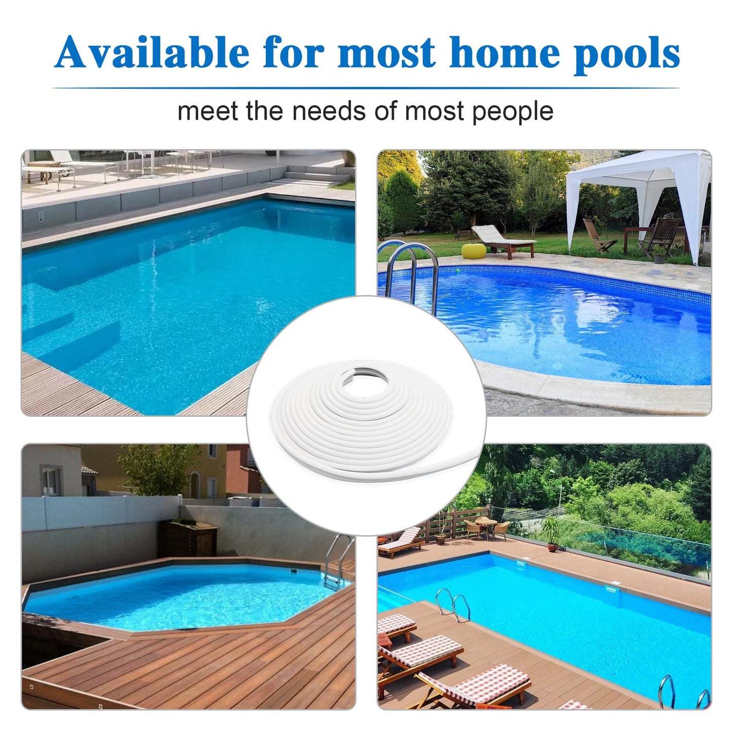 MIYOLO 120'ft Pool Liner Lock for In-Ground and Above Ground Pools, Roll Swimming Pool Liner Bead Lock White