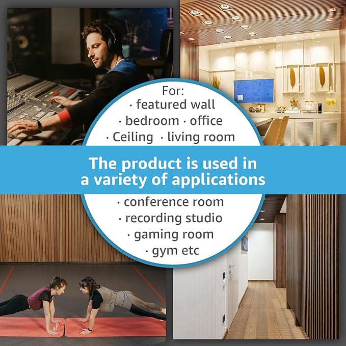Art3d 4pcs-107 x 8in Slat Acoustic Panel for Wall and Ceiling, 3D Fluted Sound Absorbing Panel with Wood Finish, Silver
