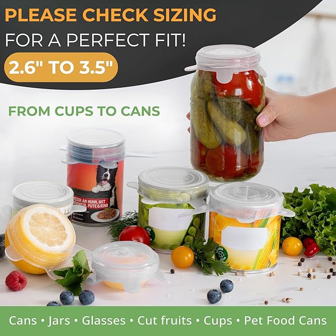Orblue Silicone Stretch Lids 6-Pack Small for Fresh Food Storage - Seal in Flavors, Keep Food Fresh and Reduce Waste Transparent