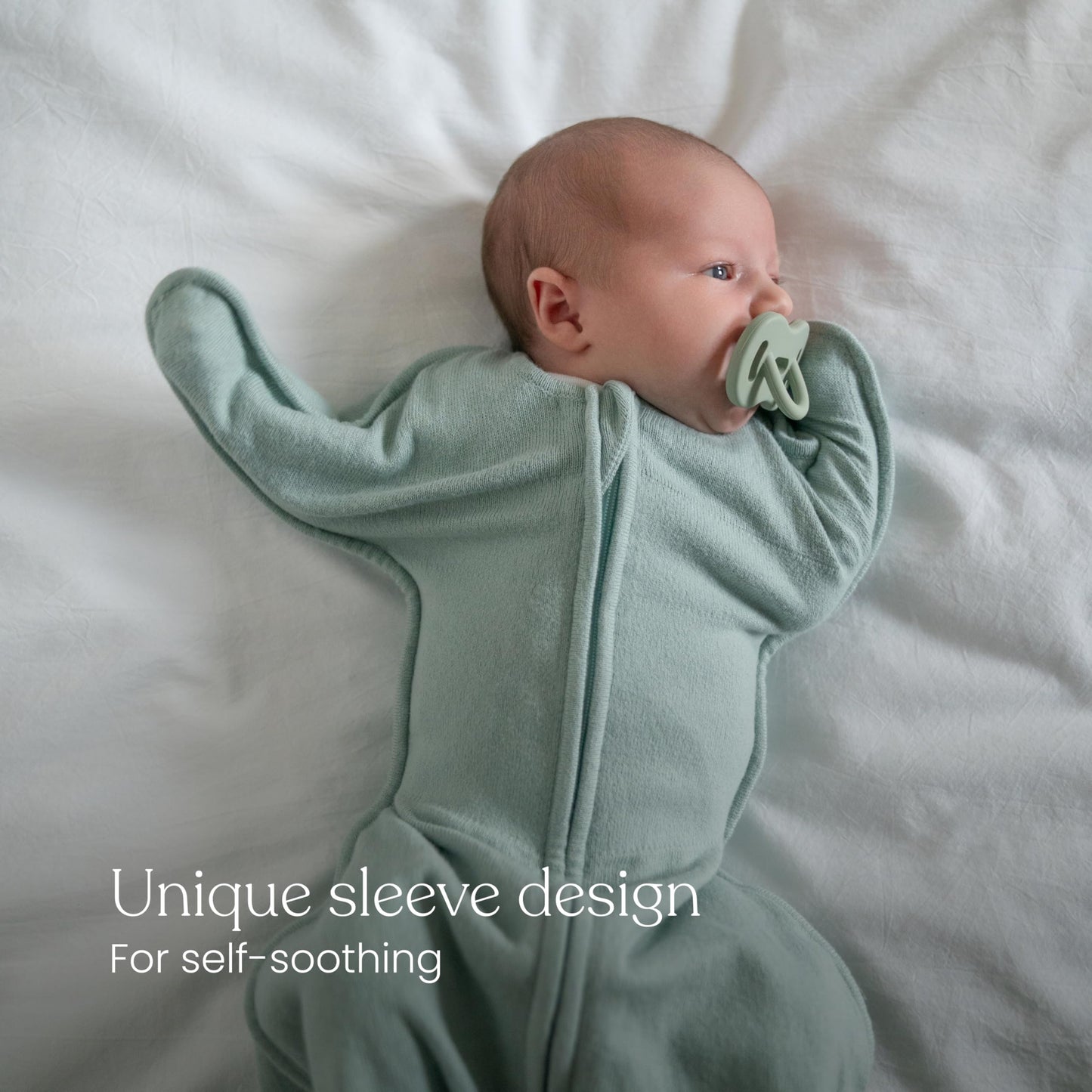 HALO Sleepsack SwaddleStretch, Arms Up or Extended Arms, Newborn Baby Swaddle, 0 – 3 Months, 0.5 TOG, Calm Sage