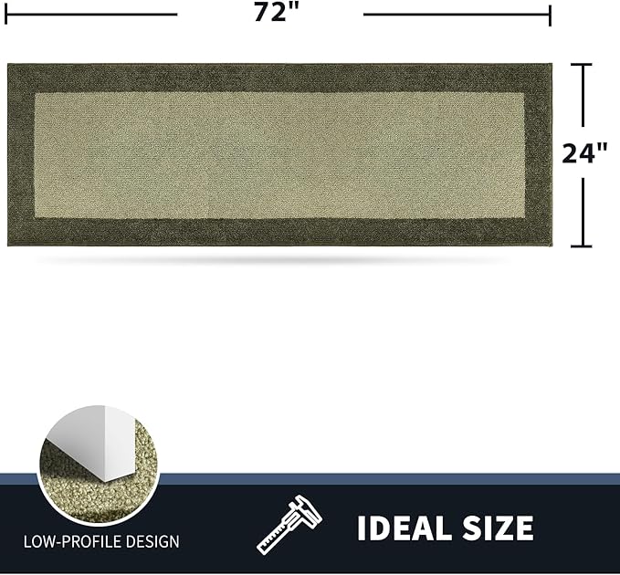 PURRUGS Dirt Trapping Door Mat 24" x 70", Non-Slip Washable Entry Mat, Dog Doormat, Front Door Mat, Super Absorbent Entrance Mat for Muddy Shoes & Paws, Budding Green & Sage Green