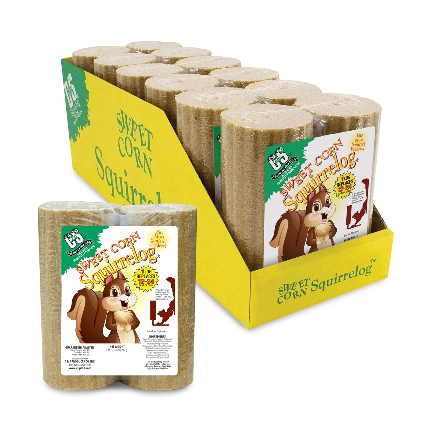C&S Sweet Corn Squirrelog, 6-Pack Refill