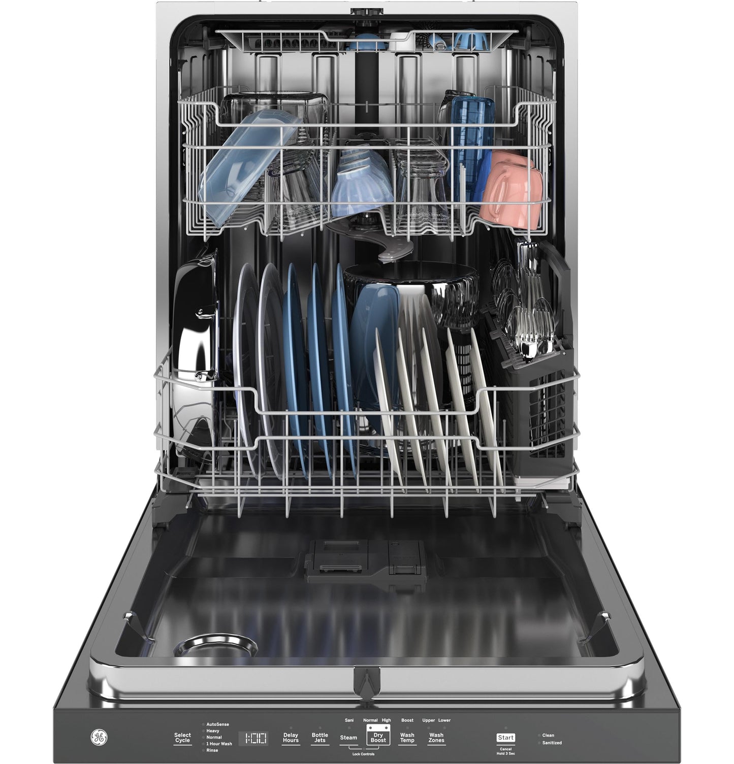 GE GDP670SGVBB 24″ Built-In Top Control Dishwasher with Stainless Steel Interior, 3rd Rack, Bottle Jets, 45 dBA – Black