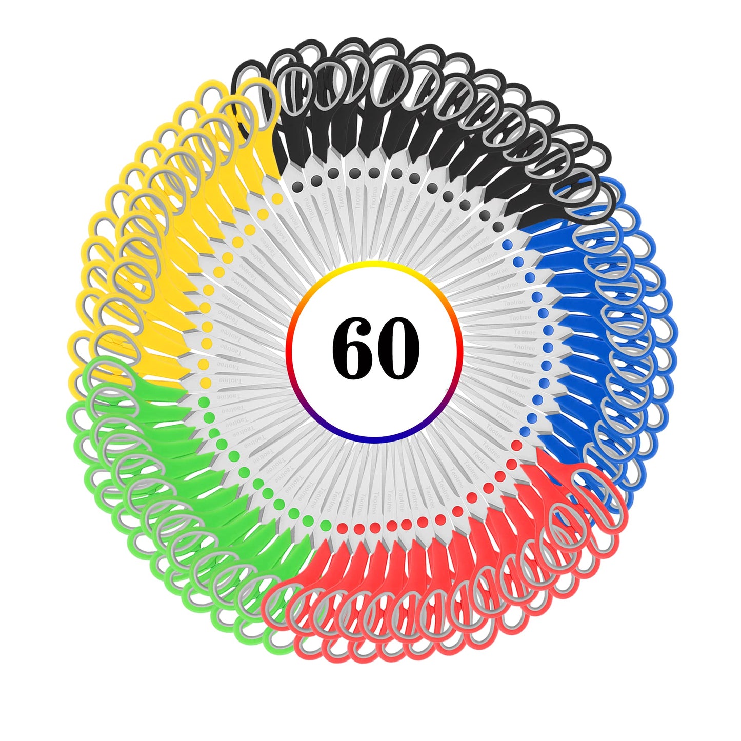 Scissors Bulk 60-Pack, Taotree 8" All Purpose Scissors, Soft Comfort-Grip Stainless Steel Sharp Shears for School Supplies Office Desk Home, Classroom Teacher Sewing Fabric Craft, Right/Left Handed