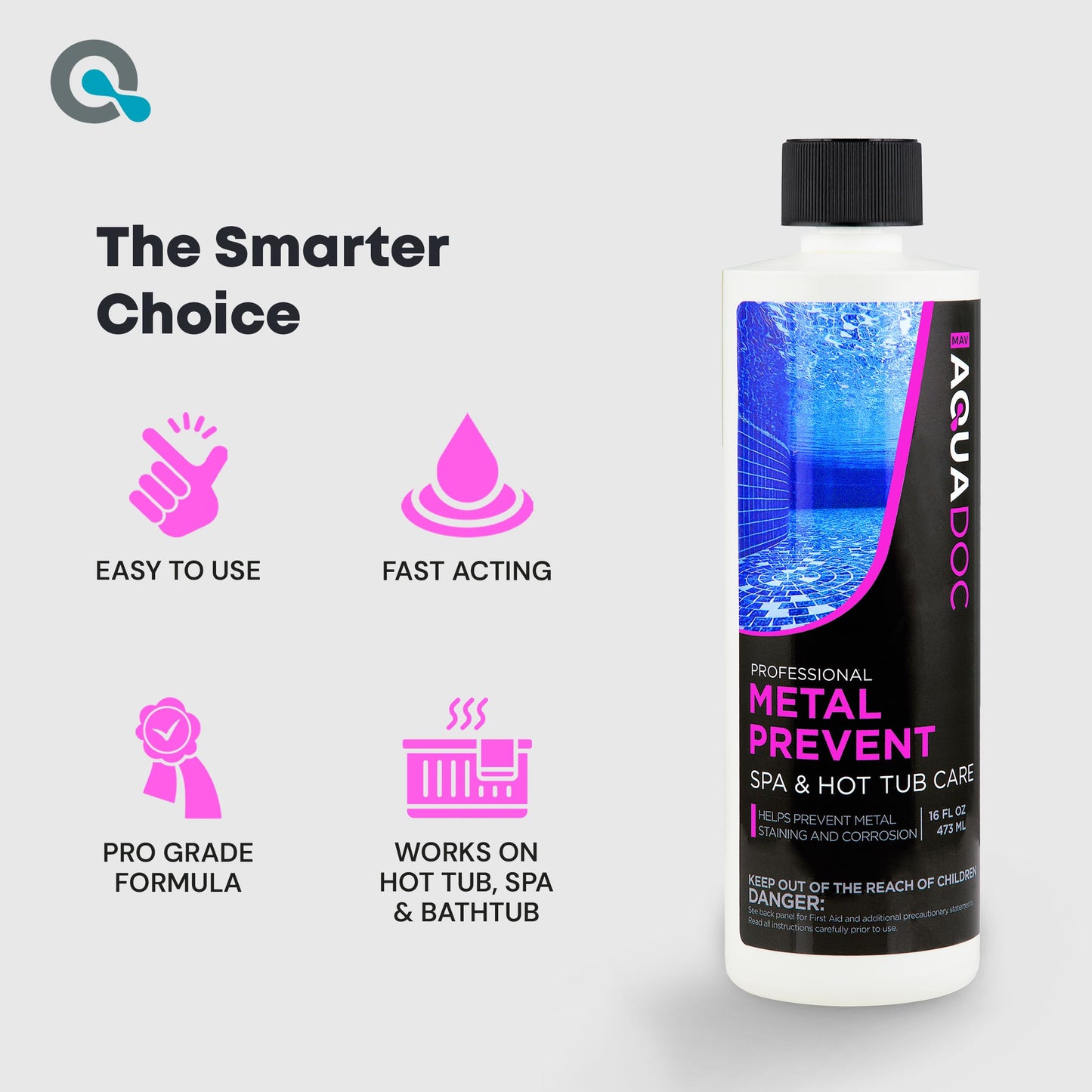 Spa Metal Control and Stain Protector to Protect Hot Tub Surfaces 16oz - Metal Gone Hot Tub Chemicals Made in the USA - AquaDoc