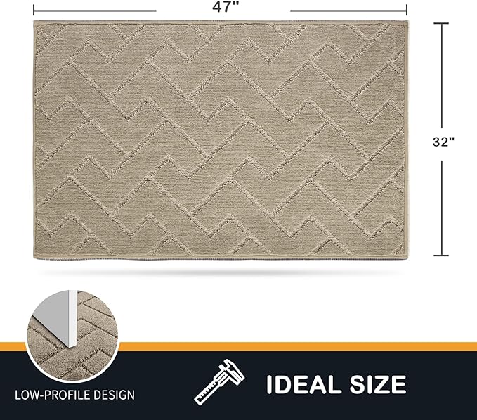 PURRUGS Dirt Trapping Door Mat 32" x 47", Non-Slip Machine Washable Entry Rug, Dog Doormat, Indoor Front Door Mat, Super Absorbent Entryway Rug for Muddy Shoes & Paws, Taupe