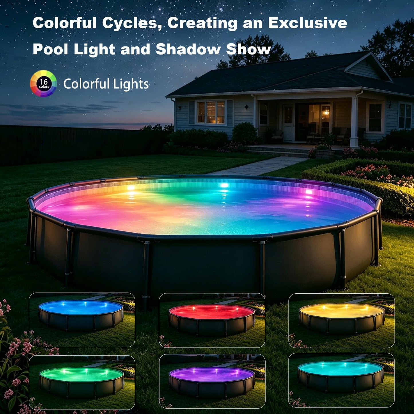Underwater Pool Lights for Above Ground Pools and Inground Swimming Pools with Remote Timer Off, Magnet RGB Submersible LED Lights Rechargeable Spotlight 16 Colors 9-Mode, Hot Tubs, Fountain -4Pack