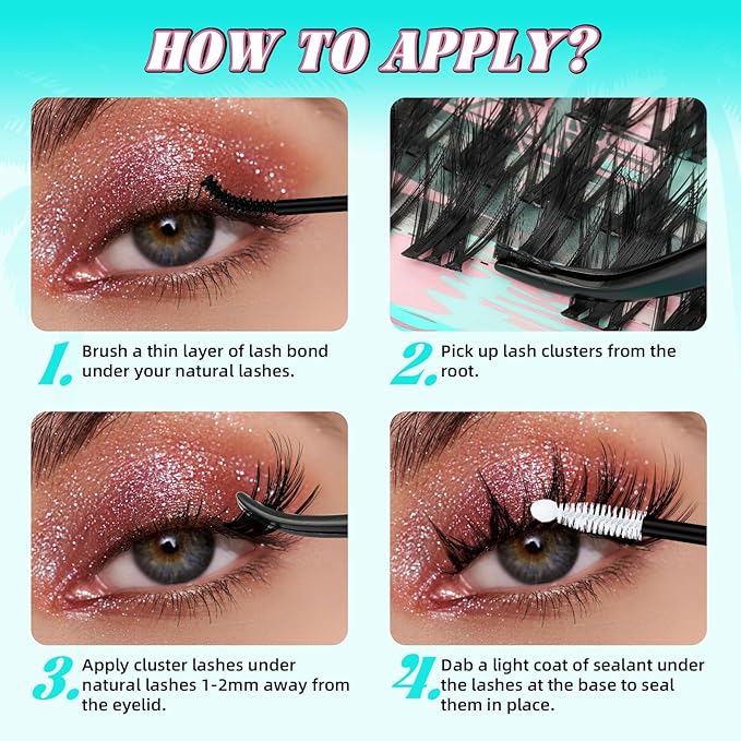 Fairy Lash Clusters Manga 144Pcs Eyelash Clusters Spiky Cluster Eyelash Extensions Individual Lashes Volume Anime Lash Clusters with Thin Band Lashes DIY at Home(Holiday,C-Mix8-18mm)