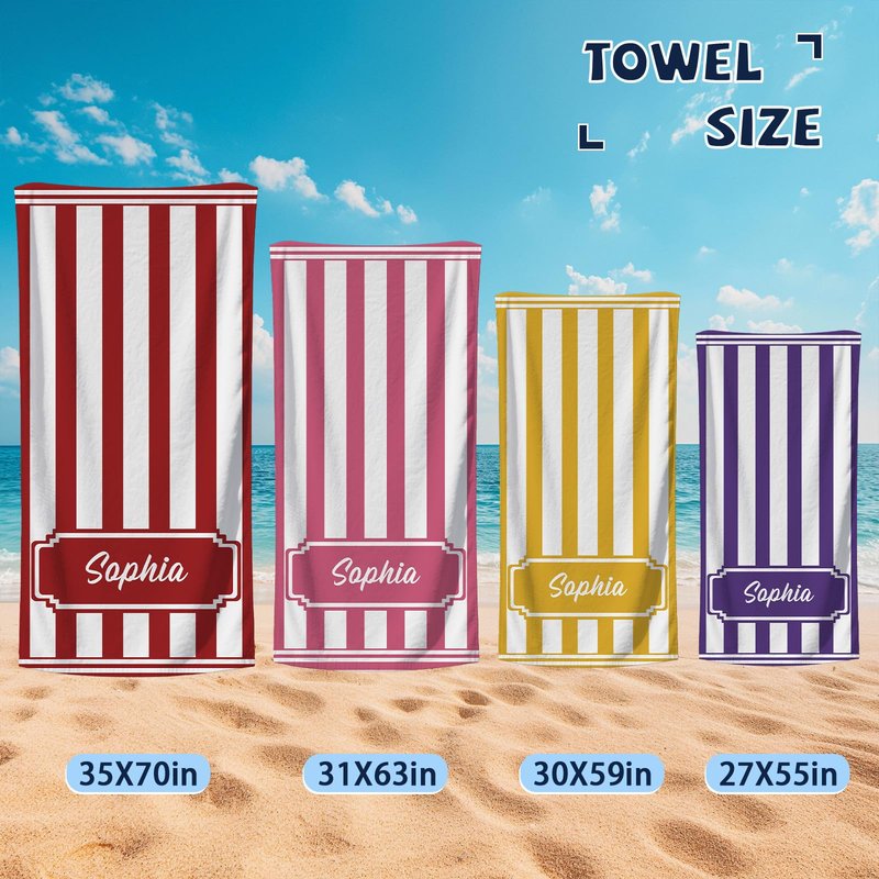 UNIGIFTIME Personalized Beach Towels, Personalized Beach Towels for Kids Girls Adults, Custom Striped Sand Free Quick Dry Beach Towel with Names, Customized Monogram Pool Towels (Black)