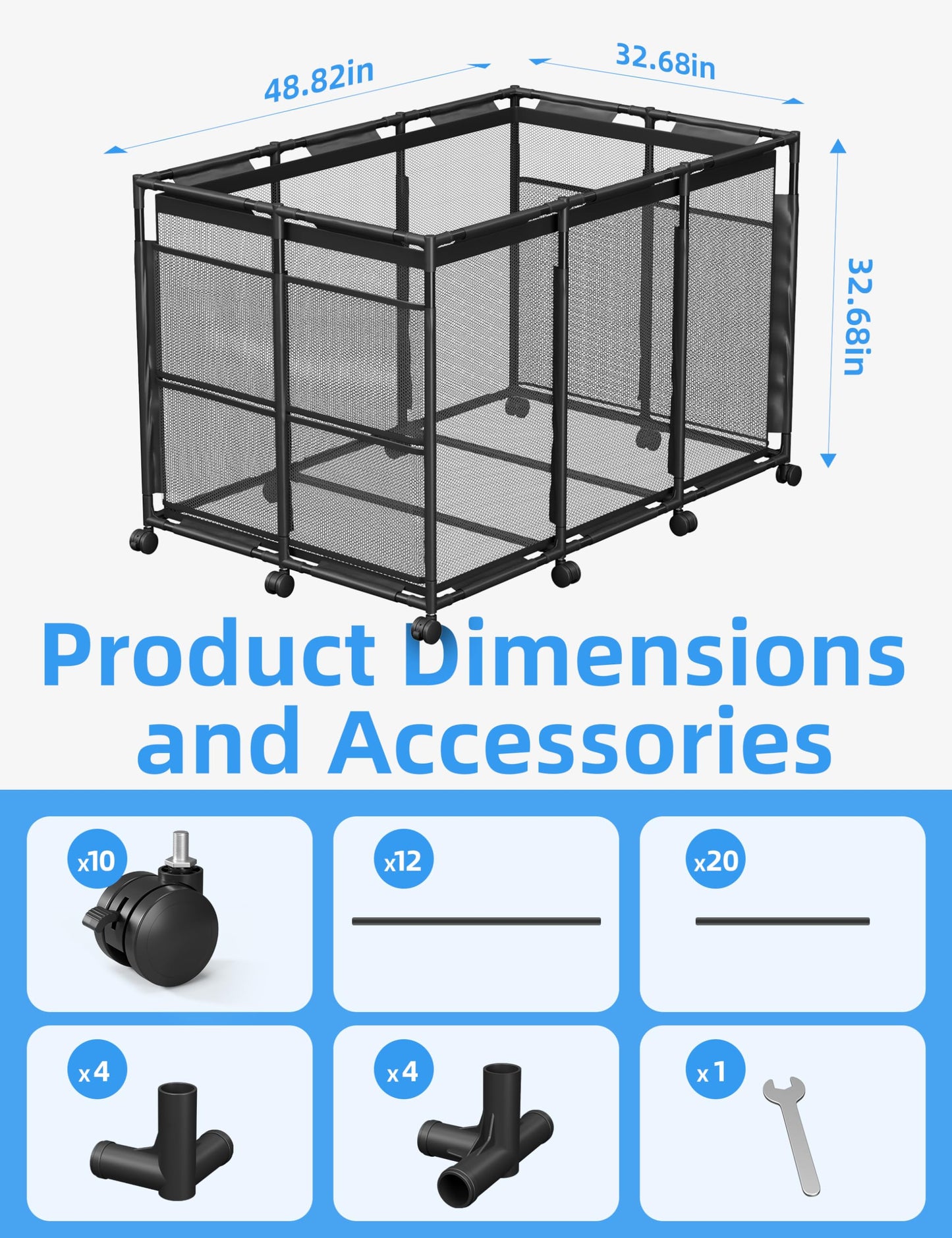 POOLHOUR Pool Float Storage – XXL Large Outdoor Pool Toy Storage Organizer for Pool Noodles, Toys, Floats, Balls,Equipment, Mesh Rolling Storage Organizer Bin, Black