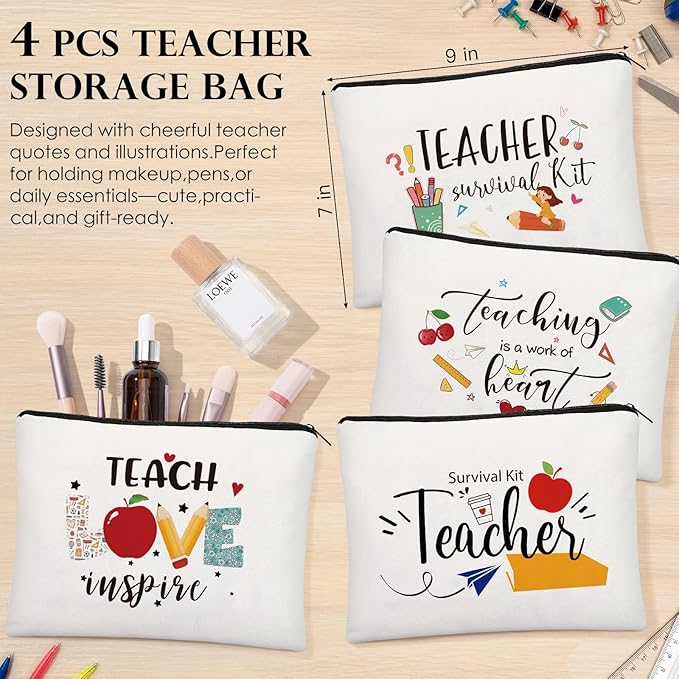 Teacher Appreciation Gifts in Bulk,16 PCS Teacher Gifts with Makeup Bag Sticky Note Pads Bookmarks Pen,Back to School Christmas Valentine End of Year Thank You Gift from Students