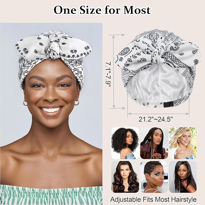 Ababalaya Satin Lined Beanies for Women Chemo Headwear Silky Lined Cotton Sleeping Cap