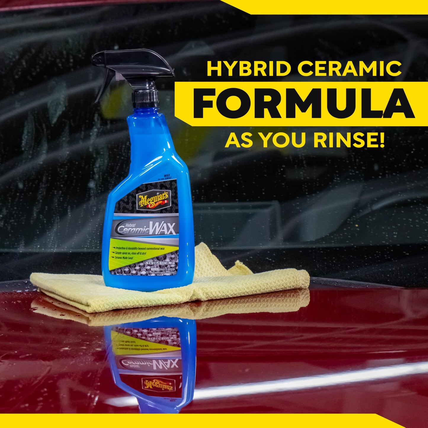 Meguiar's Hybrid Ceramic Wax, Easy-to-Use Spray Wax for Car Detailing with the Superior Protective Power of Advanced SiO2 Hybrid Barrier Technology, 26 Oz Spray Bottle