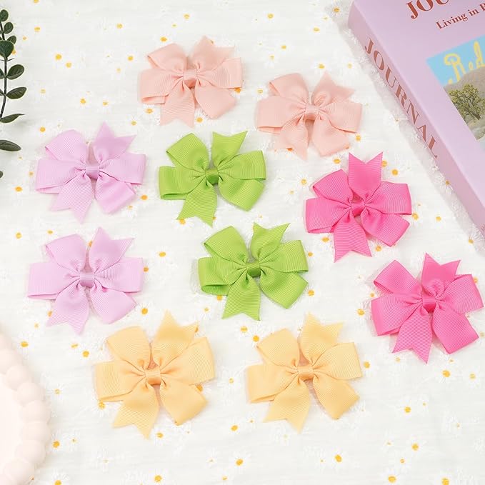 CÉLLOT 80 Pcs 3.5 Inch Boutique Grosgrain Ribbon Pinwheel Hair Bows Alligator Clips For Girls Toddlers Accessories Teens Gifts In Pairs