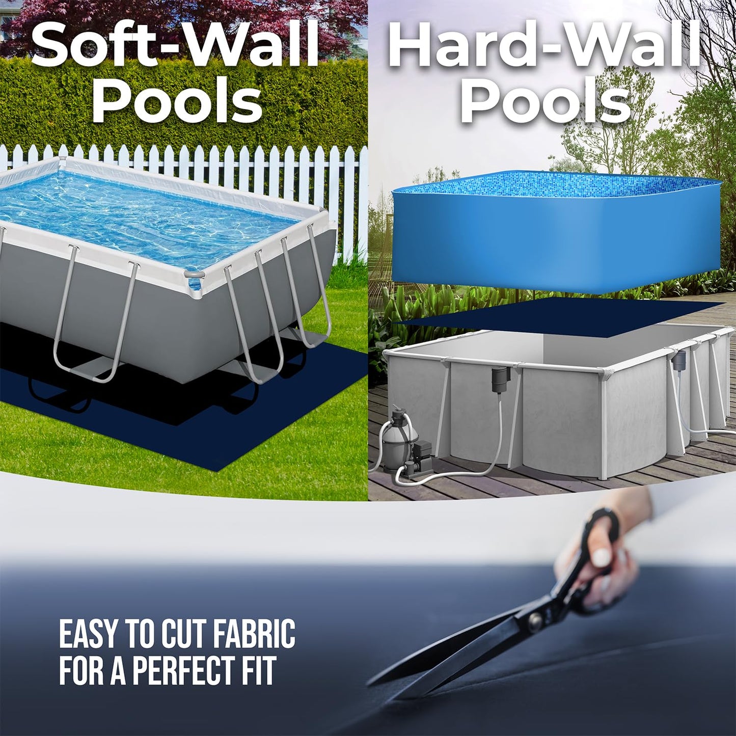 Shop Square 12-Foot-by-24-Foot Rectangle Pool Liner Pad for Above Ground Pools - Rectangle Pool Pad, Under Pool Mat, Puncture Protection, Extend Liner Life, Durable Geotextile Material