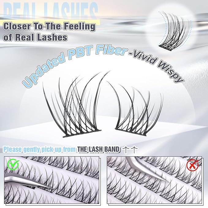 ALICE Natural Short Lash Clusters Wispy 8-12mm Cluster Eyelash Extensions Individual Lashes C-Curly DIY Lash Extensions Soft Thin Band Eyelash Clusters