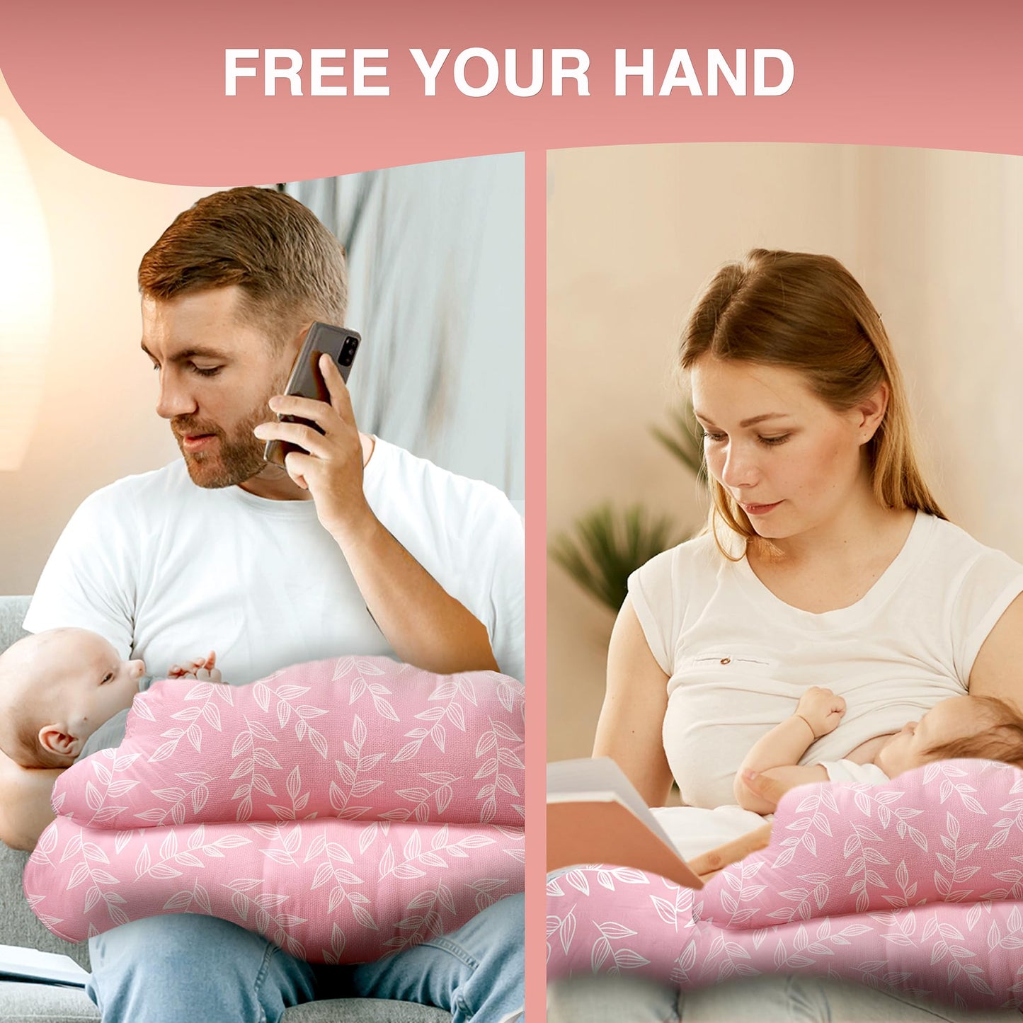 PILLANI Nursing Pillow, Breastfeeding Pillows for Enhanced Safety & Comfort for Mom & Baby, Removable Cotton Cover, Adjustable Waist Strap, Breastfeeding Essentials, Baby Registry Search