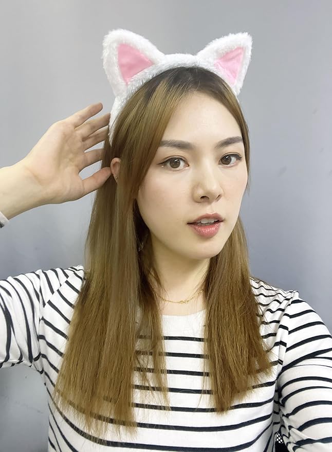 Cat Ears Headband 2Ã¢ÂÂPack Ã¢ÂÂ Plush Fuzzy Headbands for Cosplay, Makeup, Yoga, Spa & Photo Props Ã¢ÂÂ One Size Fits Most