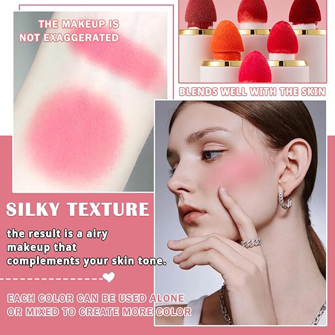 2Pcs Blush Cream for Cheeks,Face Matte Contour Blush Makeup,Buildable Shimmer Facial Cheek Blusher Shades,Blendable Cosmetic Makeup Blush A1