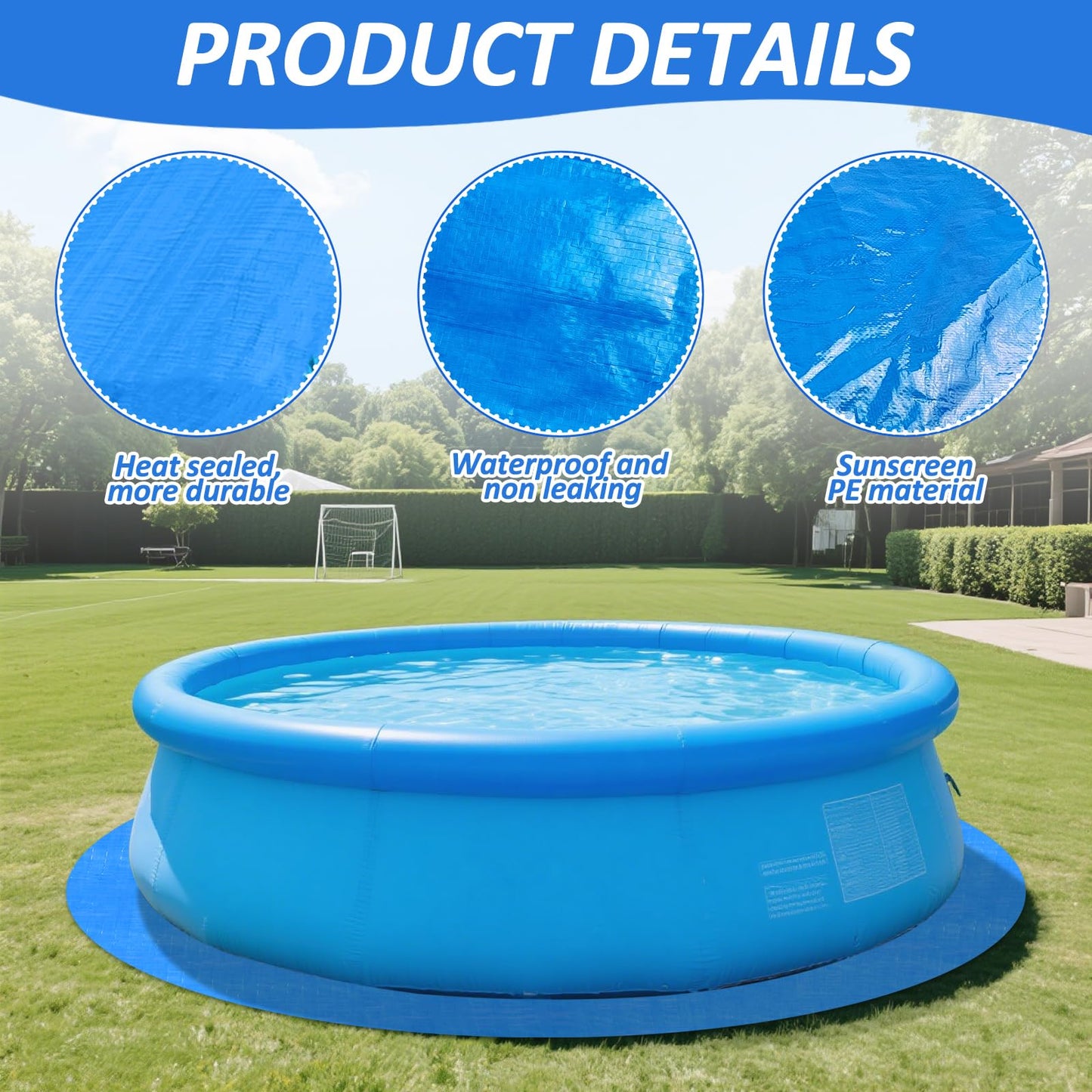 YEXEXINM 16.4Ft Round Pool Ground Cloths Swimming Pool Ground Cloth,Round Pool Liner Pad for 15ft Above Ground Swimming Pool,Heavy Duty Pool Ground Mat Protector to Prevent Puncture Pool Ground Tarp