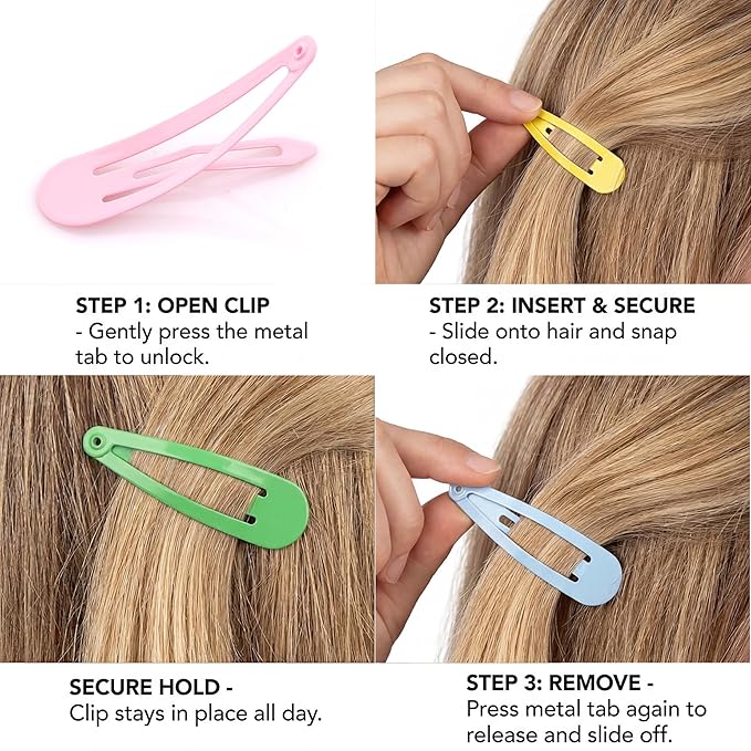 Hair Clips for Girls: 2 inch No Slip Metal Barrettes Snap for Toddlers Kids 150pcs (30 colors)
